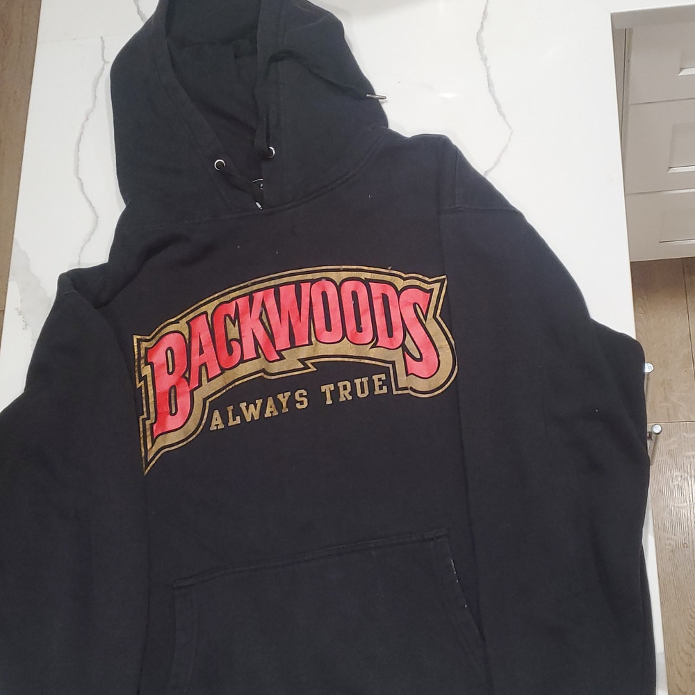 Backwoods Always True Mens Black Graphic Print Pullover Hoodie Size XL